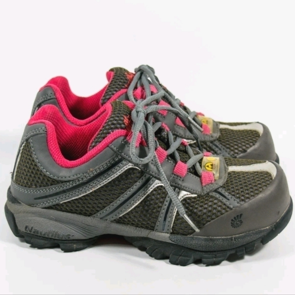 NAUTILUS N1393M Gray Pink Steel Toe Work Safety Sneakers Shoes Size 5.5